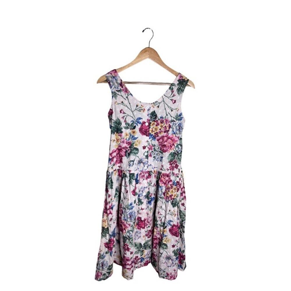 Vintage Brights Creek Dress Floral Cottagecore Tea Party Size 8 White Pink - Picture 8 of 8